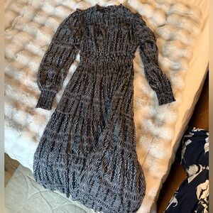 Fall Black, brown and White Patterned Dress